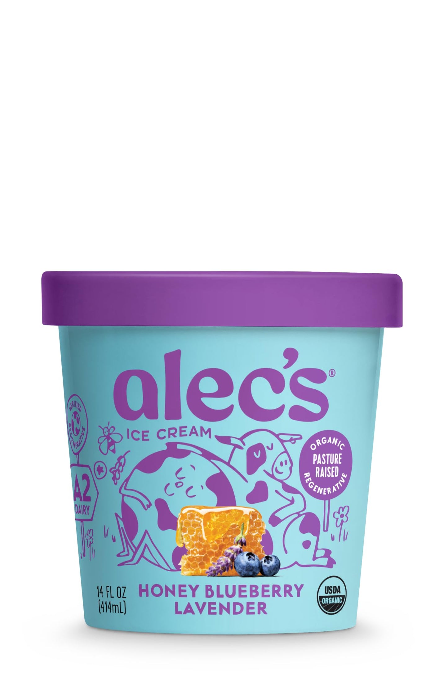 Alecs Honey Blueberry Lavender Organic Ice Cream
