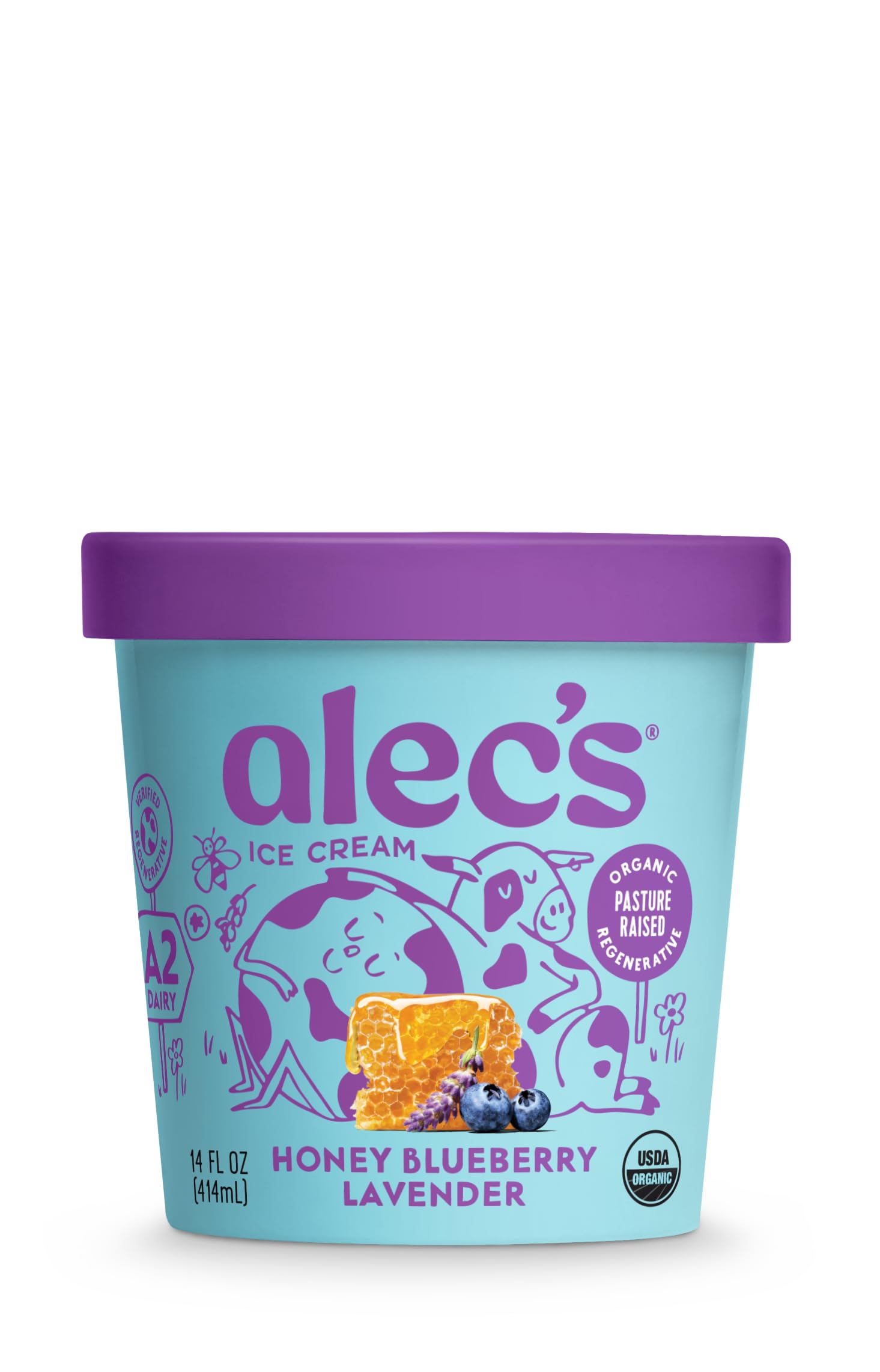 Alecs Honey Blueberry Lavender Organic Ice Cream