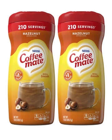 Coffee-Mate Powdered Creamer Canisters-Hazelnut, 15 Ounce (Pack Of 2)