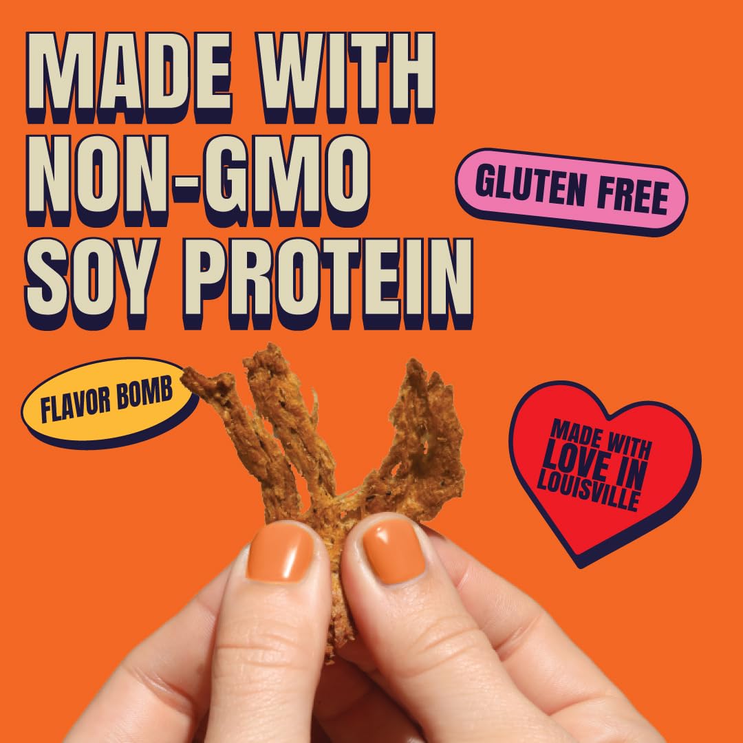 Louisville Vegan Jerky Buffalo Hot Wing - Gluten-Free High Protein Vegan Snacks, 3 oz, 10 Pack