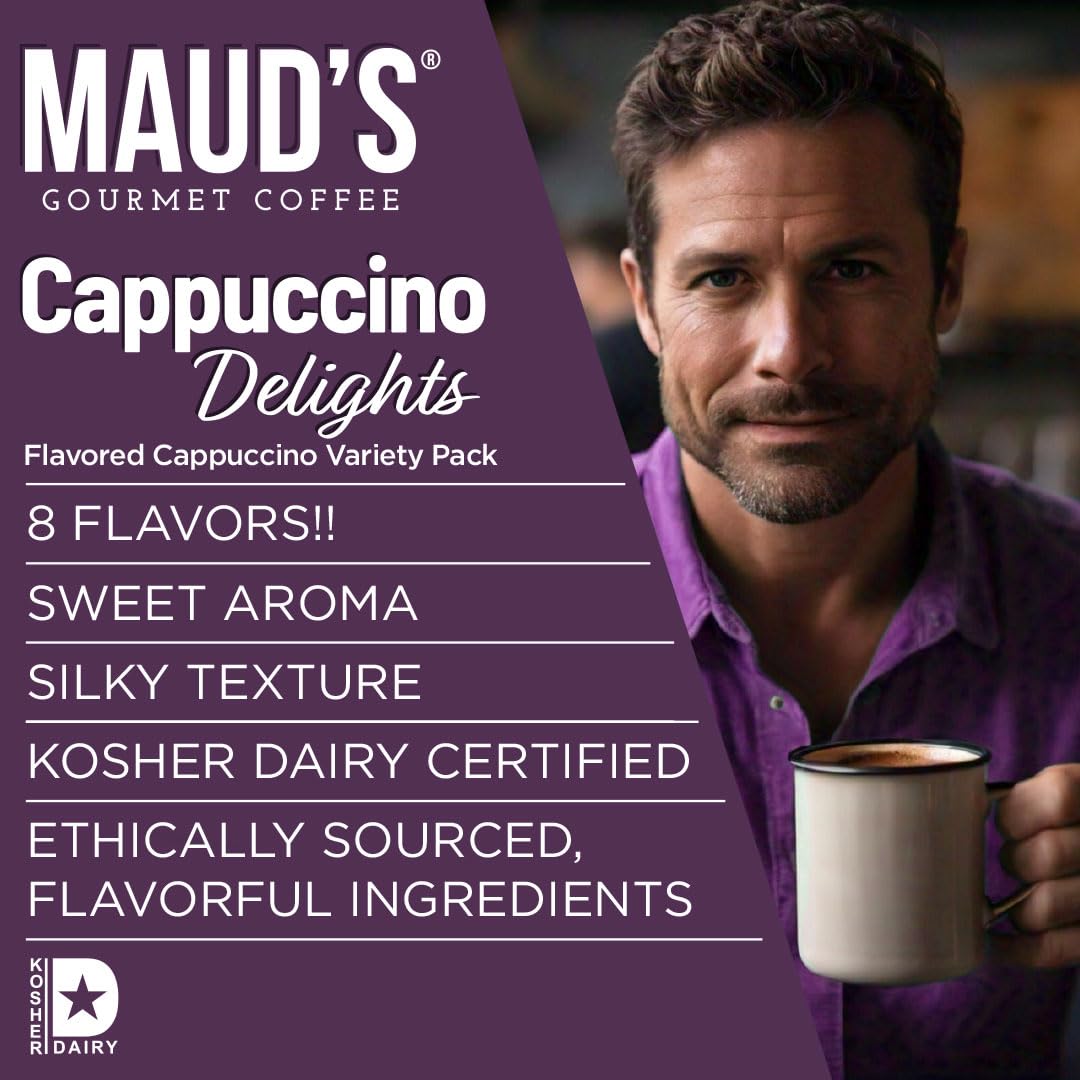 Maud'S Cappuccino Coffee Pods Variety Pack, 56 Ct | 8 Assorted Cappuccino Delight Flavors | 100% Arabica Coffee | Solar Energy P