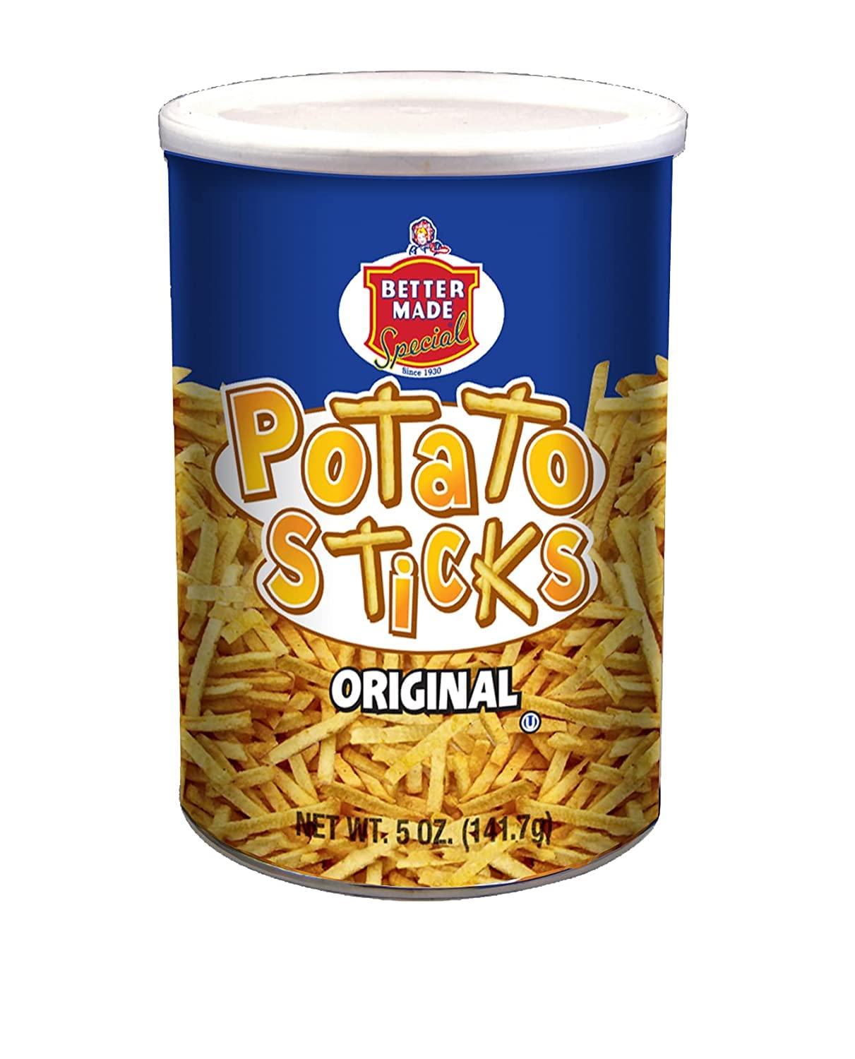 Better Made Potato Sticks - Shoestring Snack - Gluten Free - 5oz Canister - (Original, 12 Can Tray)