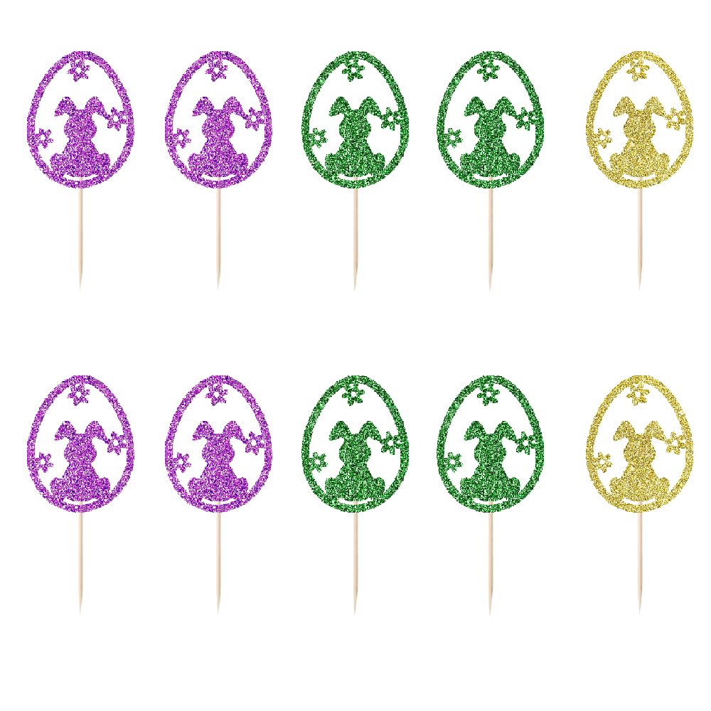Fmiyuneea 20Pc Happy Easter Cupcake Topper-Glitter For Easter Day Bunny Theme Party Baby ShowerHappy Birthday Party Decoration