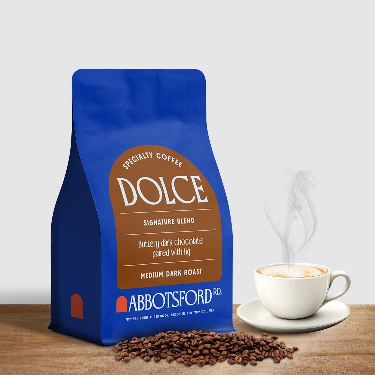 Dolce Whole Coffee Beans, Specialty Medium Dark Coffee Beans, Sweet Flavor with Buttery Dark Chocolate & Fig, 12 Oz Bean Bag, Fr