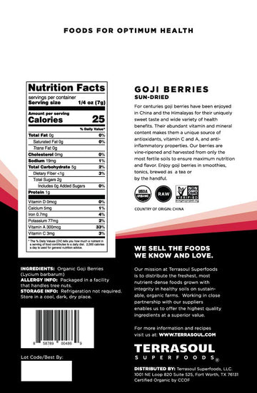 Terrasoul Superfoods Organic Goji Berries, 2 Lbs (2 pack) - Large Size | Chewy Texture | Premium Quality | Lab-Tested
