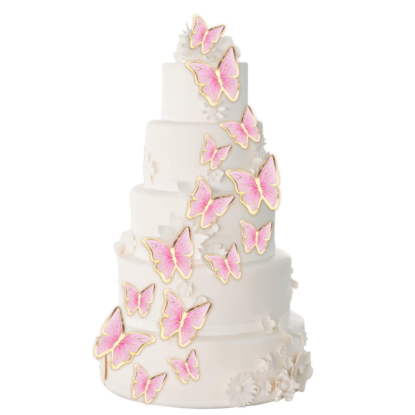 66 Pcs Butterfly Cupcake Toppers Birthday Party Decor,Pink Gold Cake Topper Picks Decor For Girls Women Wedding Birthday Party B