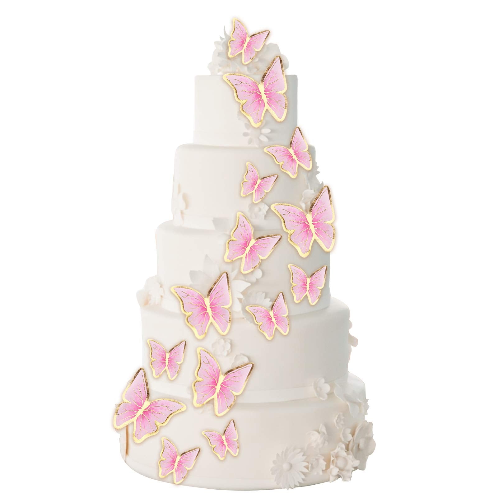 66 Pcs Butterfly Cupcake Toppers Birthday Party Decor,Pink Gold Cake Topper Picks Decor For Girls Women Wedding Birthday Party B