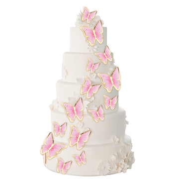 66 Pcs Butterfly Cupcake Toppers Birthday Party Decor,Pink Gold Cake Topper Picks Decor For Girls Women Wedding Birthday Party B