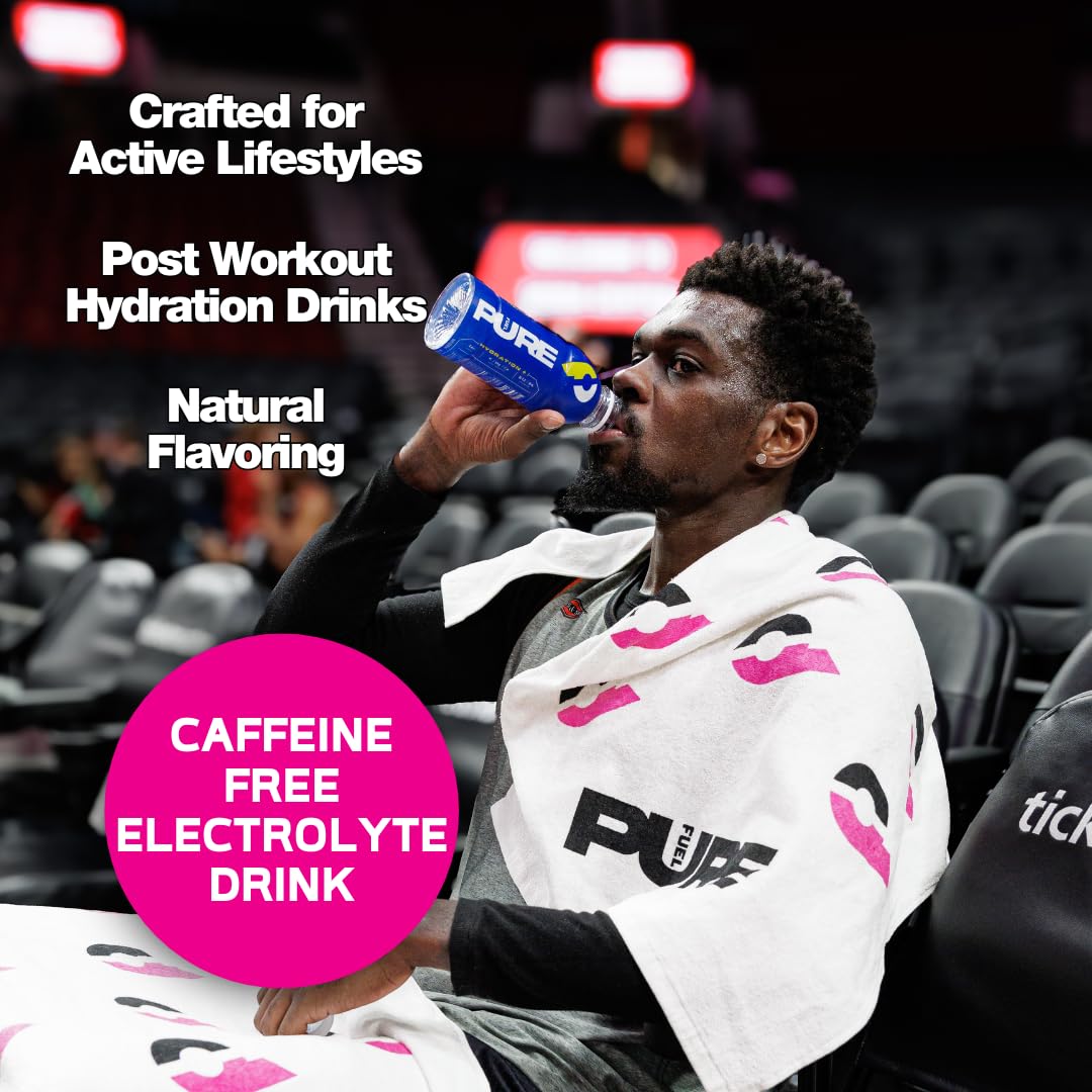 Pure Fuel Hydration Drinks - 12pk x 16.9 fl oz - Limitless Lemonade, Berry Blitz, Tropical Torrent, Watermelon Blast - Plant Based Sports Drinks