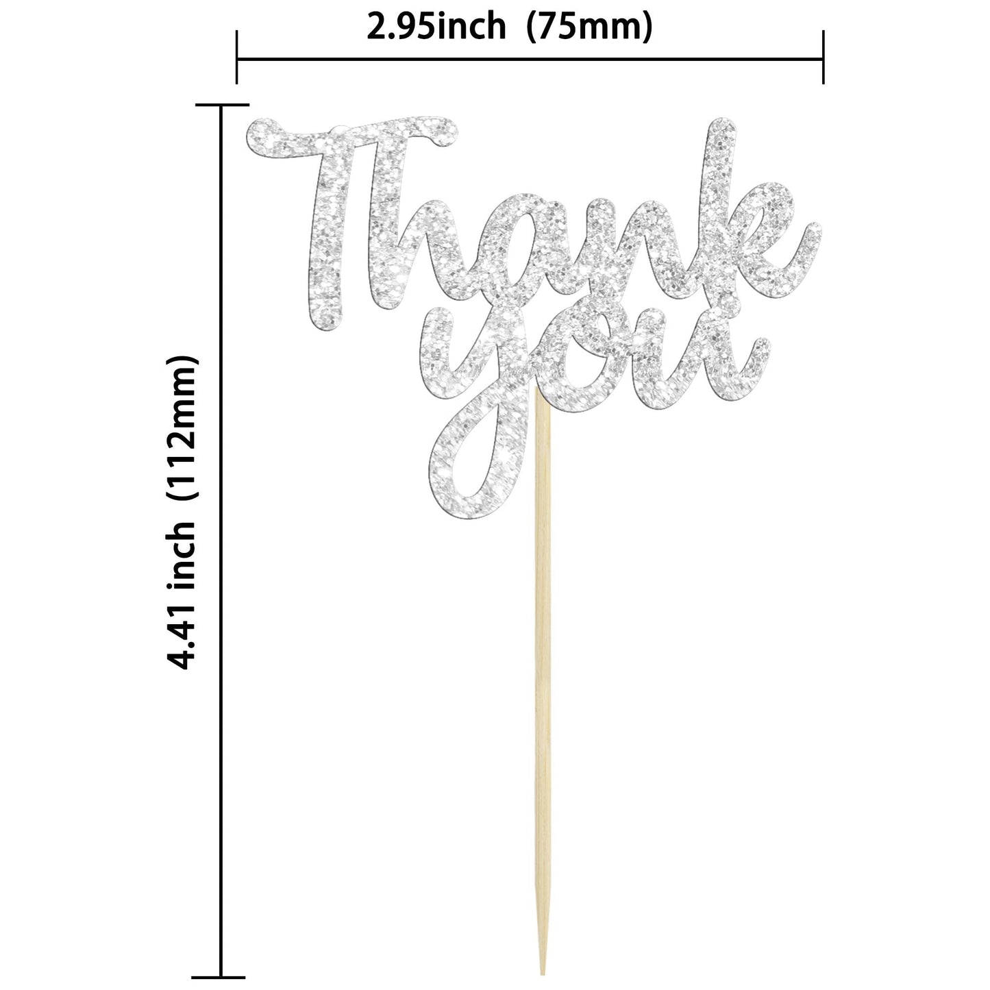 Gyufise 36 Pack Thank You Cupcake Toppers Silver Glitter Thanksgiving Cupcake Picks Decorations For Baby Shower Boys Girls Birth
