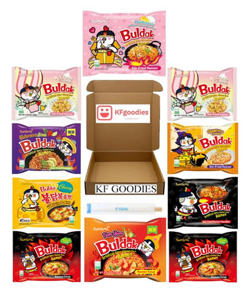 Samyang Buldak Hot Spicy Chicken Ramen Noodle Korean Stir-Fried Ramen (10, Carbonara (1), Cheese (1), Habanero Lime (1), Origina