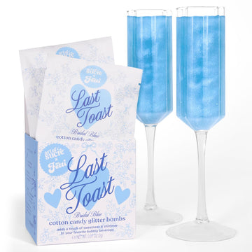 xo, Fetti Bridal Blue Cotton Candy Glitter Drink Bombs, 4 pc, Edible Glitter, Bachelorette Party Favor, 9.906 cm