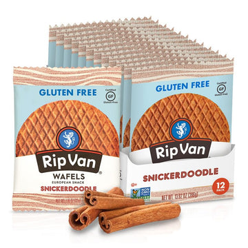 Rip Van Gluten-Free Snickerdoodle Stroopwafel, Healthy Gluten-Free Snacks, Non-GMO Snacks, Low Sugar (6g), Low Calorie Snack, 12