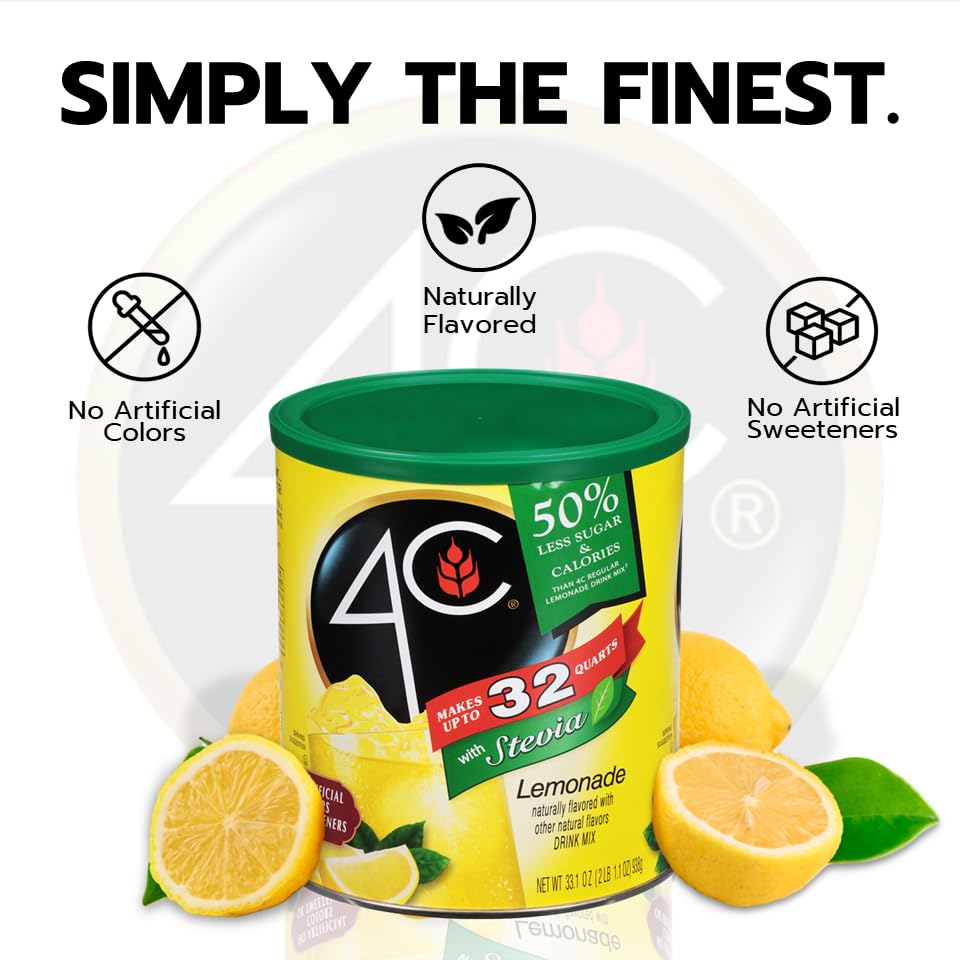 4C Reduced Sugar Powdered Drink Mix Canisters, Iced Tea 3 Pack, 28 Quarts, Family Sized Canister, Thirst Quenching & Refreshing