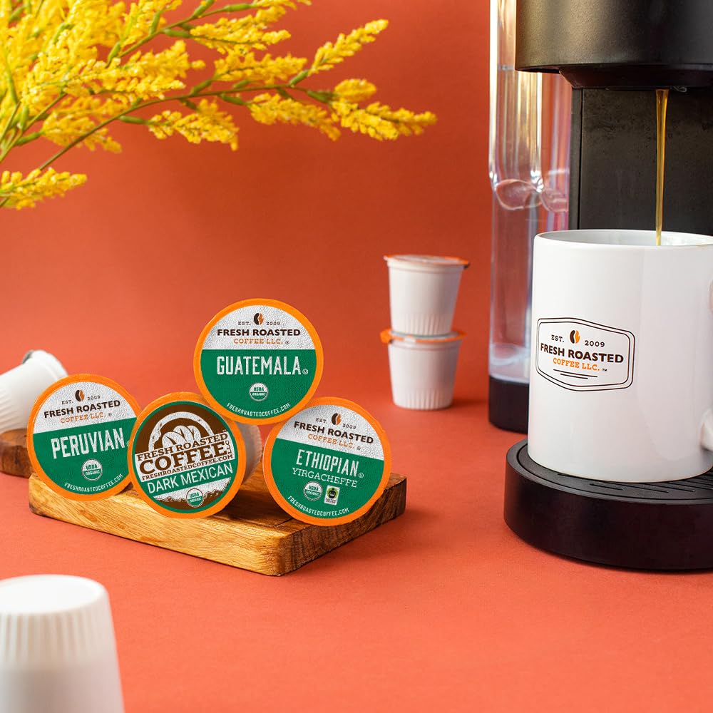 Fresh Roasted Coffee  Organic Mold & Mycotoxin 3rd Party Tested Variety Pack | USDA Organic  Kosher | K-Cup Compatible  96 Pods