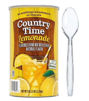 Countrys Time Powdered Lemonade Drink Mix 82.5 oz. Included 2 Clear Heavy-Weight Plastic Spoons 6.55