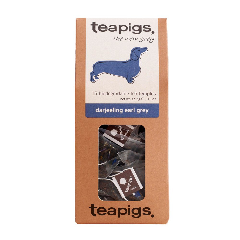 Teapigs Darjeeling Earl Grey Tea Bags Made with Whole Leaves (6 Packs of 15 Tea Bags)