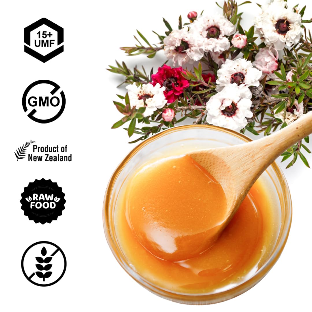Center Of Paradise Raw Manuka Honey Certified Umf 15+ | Mgo 510+ (250G / 8.8Oz) Glass Jar - Pure & Natural Manuka Honey New Zealand For Daily Immune Support And Wellness - Non Gmo & Unpasteurized
