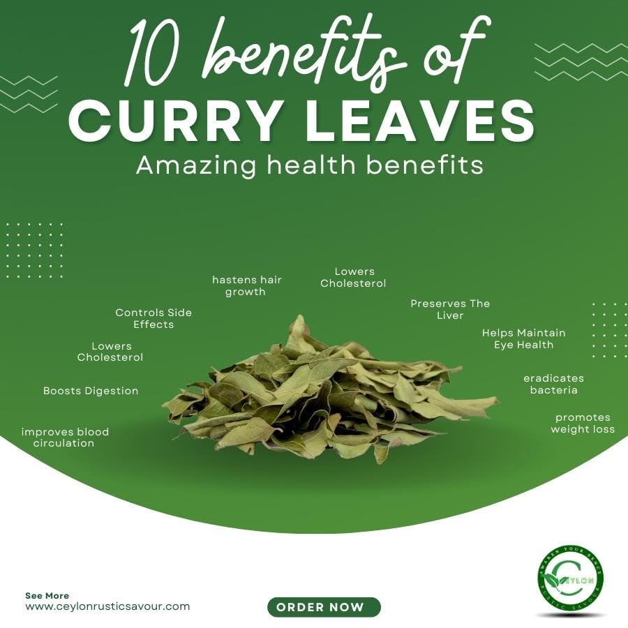 Ceylon Rustic Savour Dried Curry Leaves Organic 0.4 Oz Non-GMO Vegan Gluten Free Aromatic Flavor