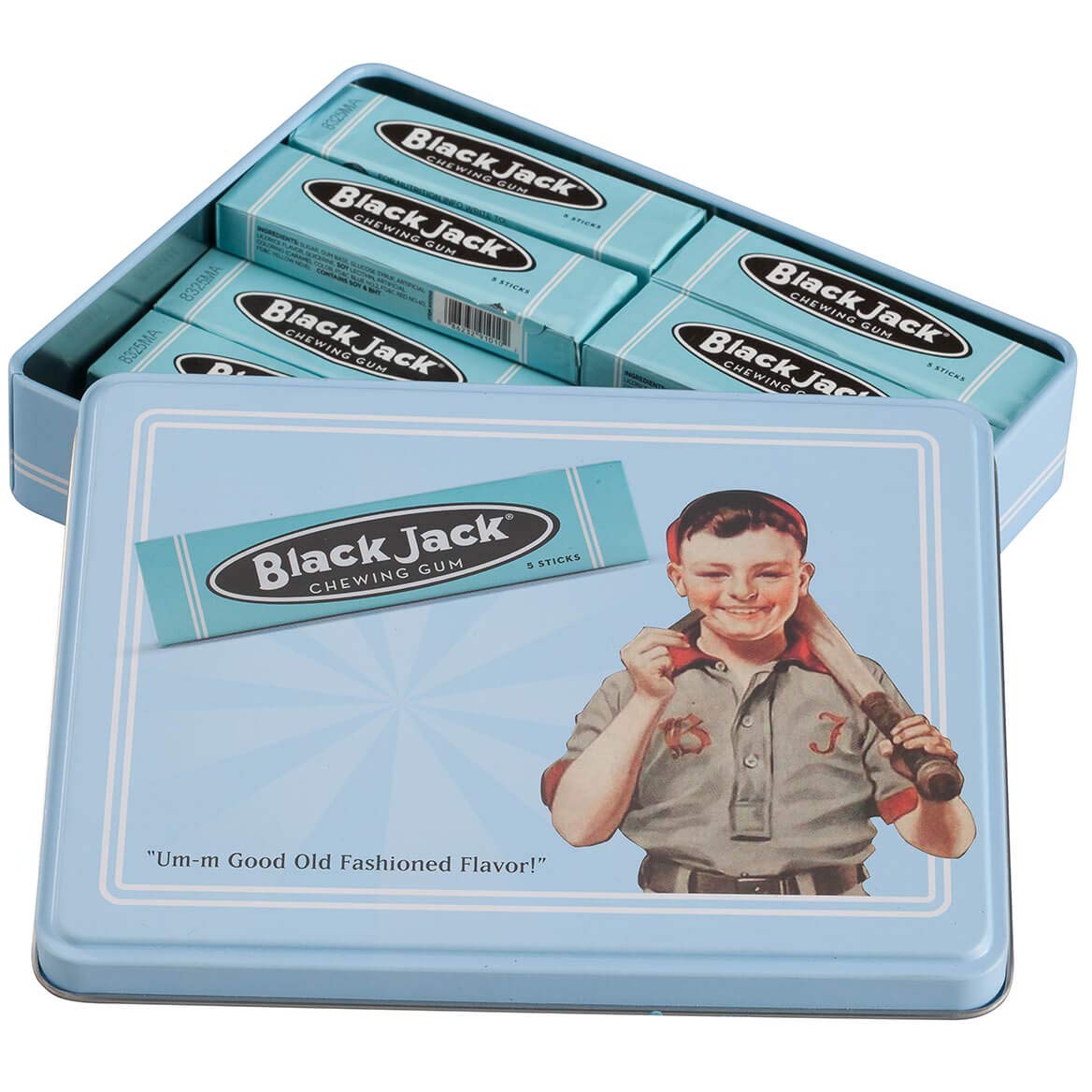 Black Jack (Card Game) Gum Vintage Collectors Tin With 10 Packs Of Card Game Gum