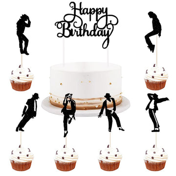 LVEUD Dance King Happy Birthday Cake Topper Forever God Art Dance Theme Birthday Cake Topper Birthday Party Cake Decorations (7p