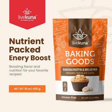 Livekuna - Banana Muffin & Bread Mix - Chocolate Chips Banana Flavoured Muffin Mixes For Baking, Great For Any Muffin & Banana B