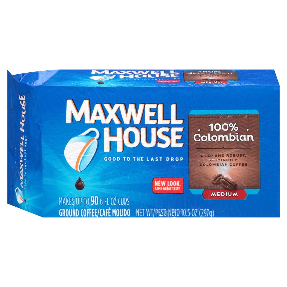 MAXWELL HOUSE Colombian Blend Ground Coffee, Medium Roast, 10.5 Ounce Vacuum Bag, Pack of 3