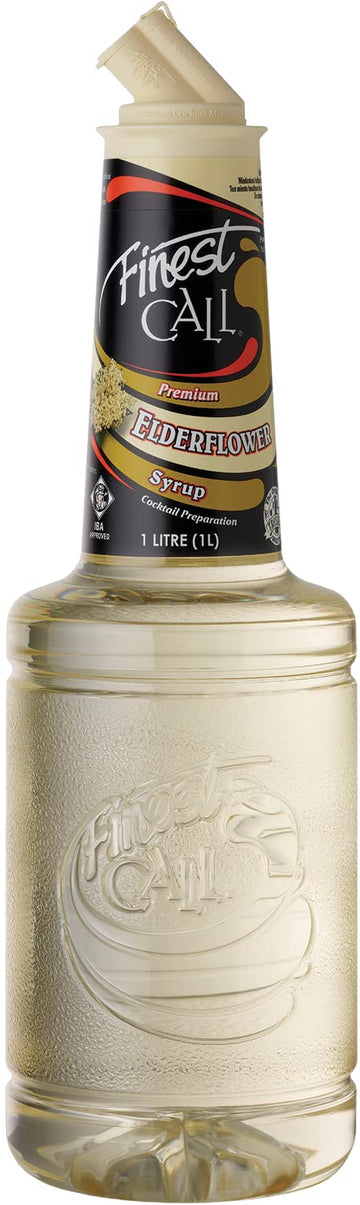 Finest Call Elderflower Syrup Drink Mix, Premium, 1 Liter Bottle (33.8 Fl Oz), Individually Boxed