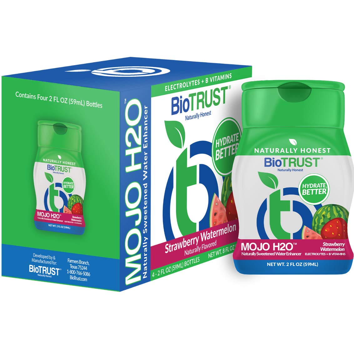 Biotrust Mojo H2O Natural Water Enhancer Drops, B Vitamins And Electrolytes, Sugar-Free, Zero Calories, Naturally Flavored & Swe