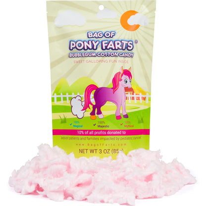 Bag Of Pony Farts Cotton Candy, Bubblegum flavor, Funny for All Ages Unique Birthday for Friends, Mom, Dad, Girl, Boy Funny East