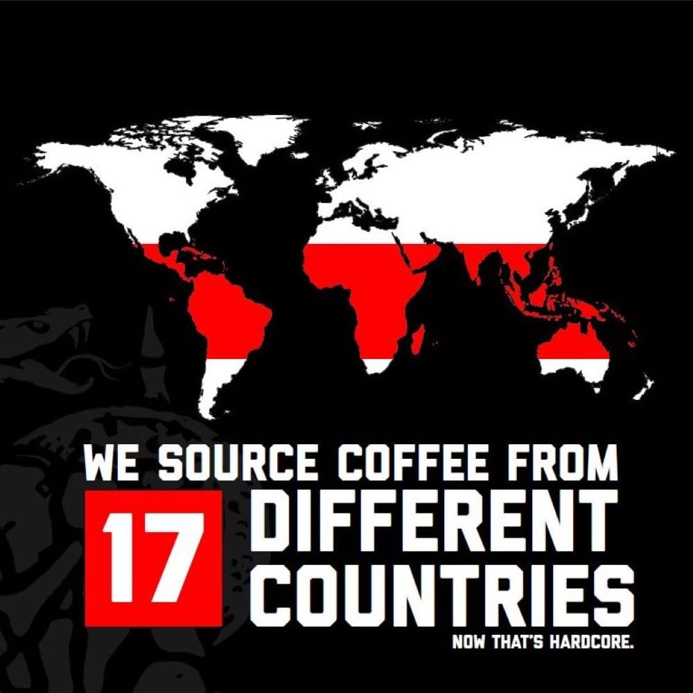 Hardcore Coffee Ground Coffee, High Caffeine, Strong Roast, 16 Oz, Model 205401