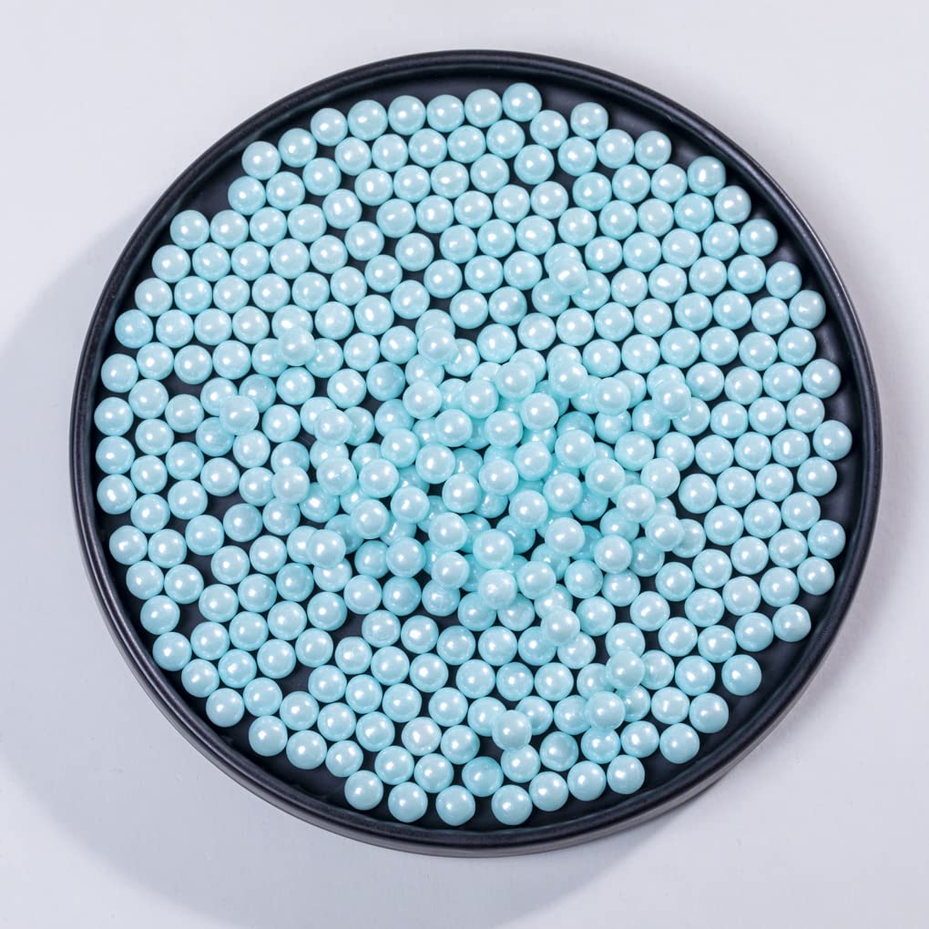 Light Blue Sprinkles Edible Pearls,Cake Sprinkles 130g 4.6OZ,Cookie Sprinkles,Sugar Pearl, Edible Candy Pearls for Cake Cupcake