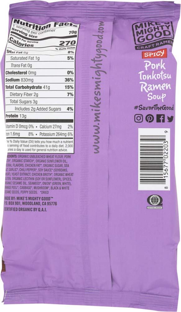 Mikes Mighty good Ramen Tonkotsu Pork Spicy Pillow Pack 2.4 Ounce