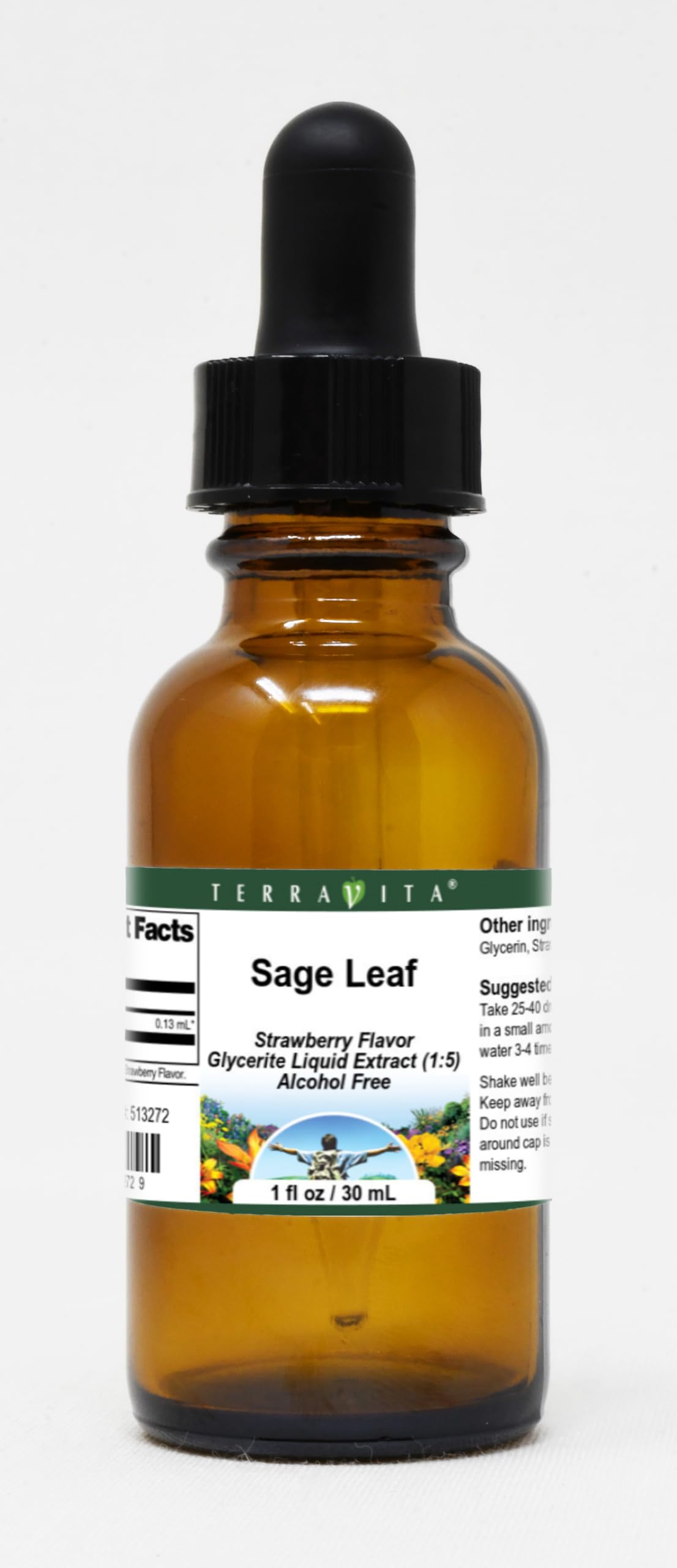 Sage Leaf Glycerite Liquid Extract (1:5) - Strawberry Flavored (1 oz, ZIN: 513272)