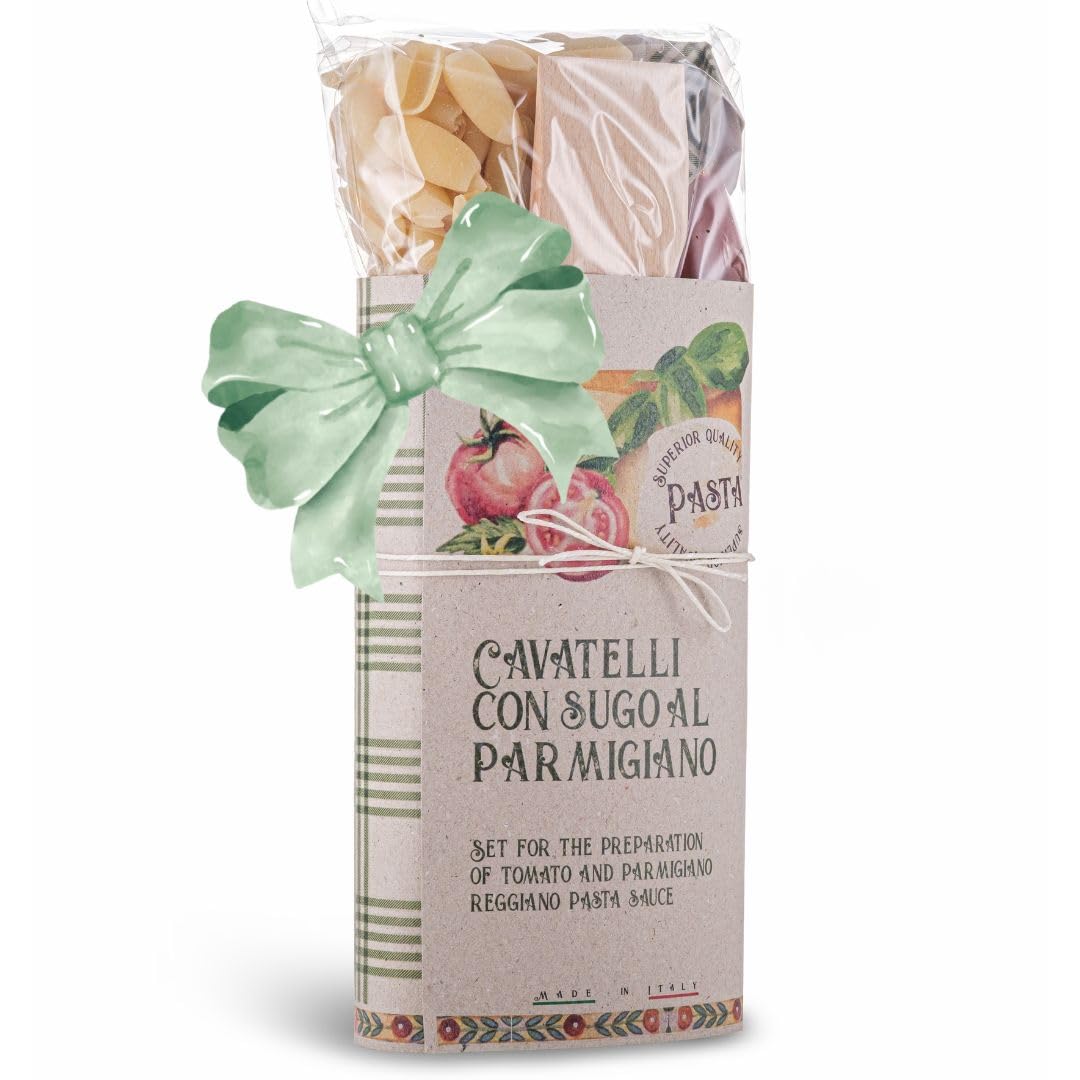 Artisan Pasta Gift Set - Cavatelli Pasta With Parmigiano Reggiano D.O.P. Tomato Sauce  Italian Pasta  Imported Pasta From Italy  Gourmet Gift  Artigiani Di Sapori