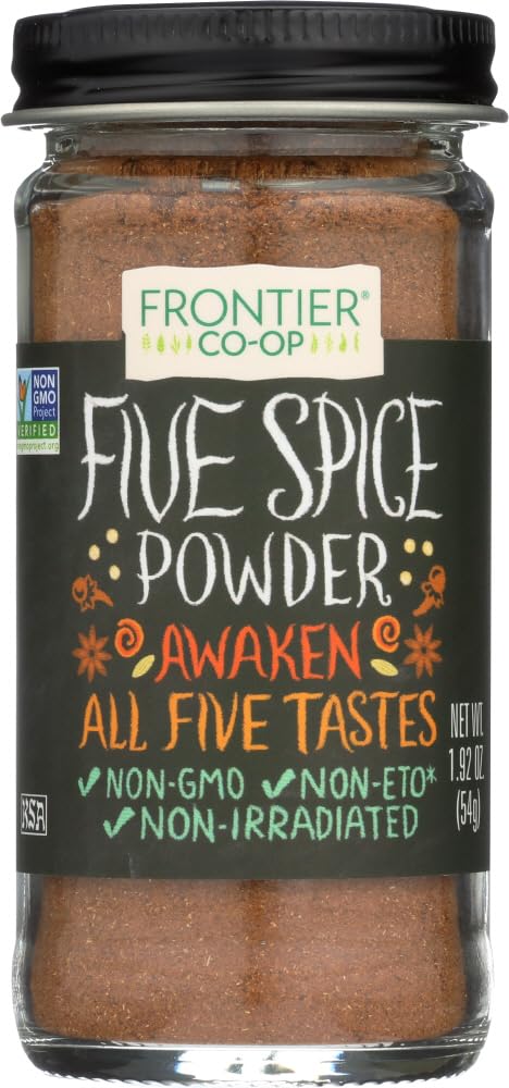 Frontier Co-Op Five Spice Seasoning, 1.92 Ounce, Cinnamon, Fennel Seed, Cloves, Star Anise & White Pepper, Non Gmo, Kosher