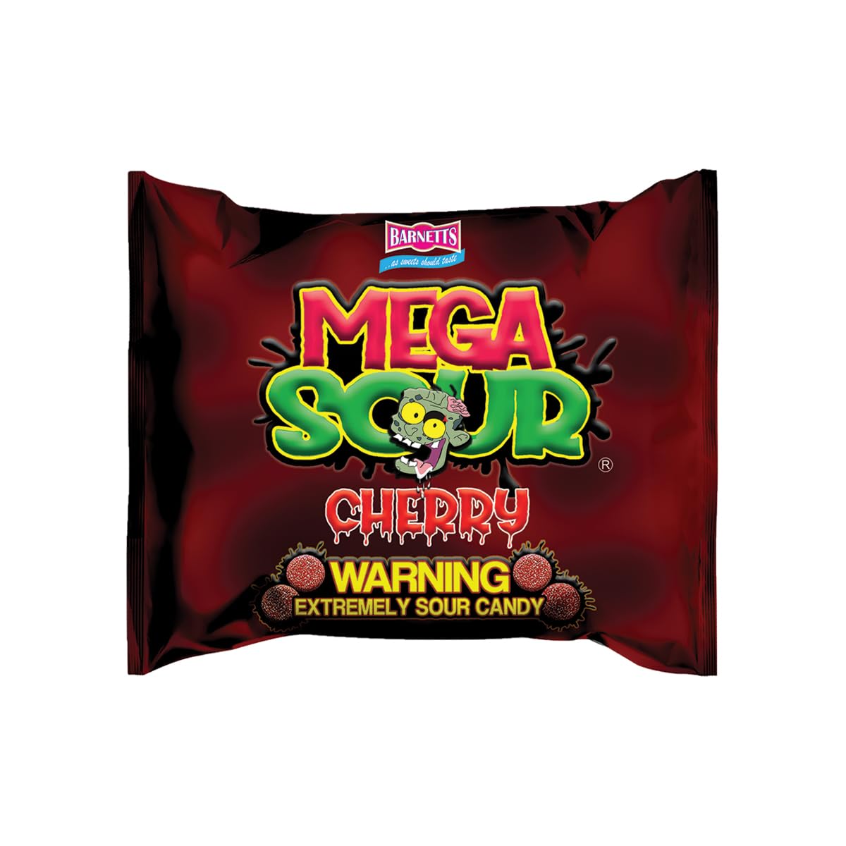 Barnetts Mega Sour Candy Cherry - Handmade Sweets - 104g - Red - Perfect for Party Bags and Gift Hampers