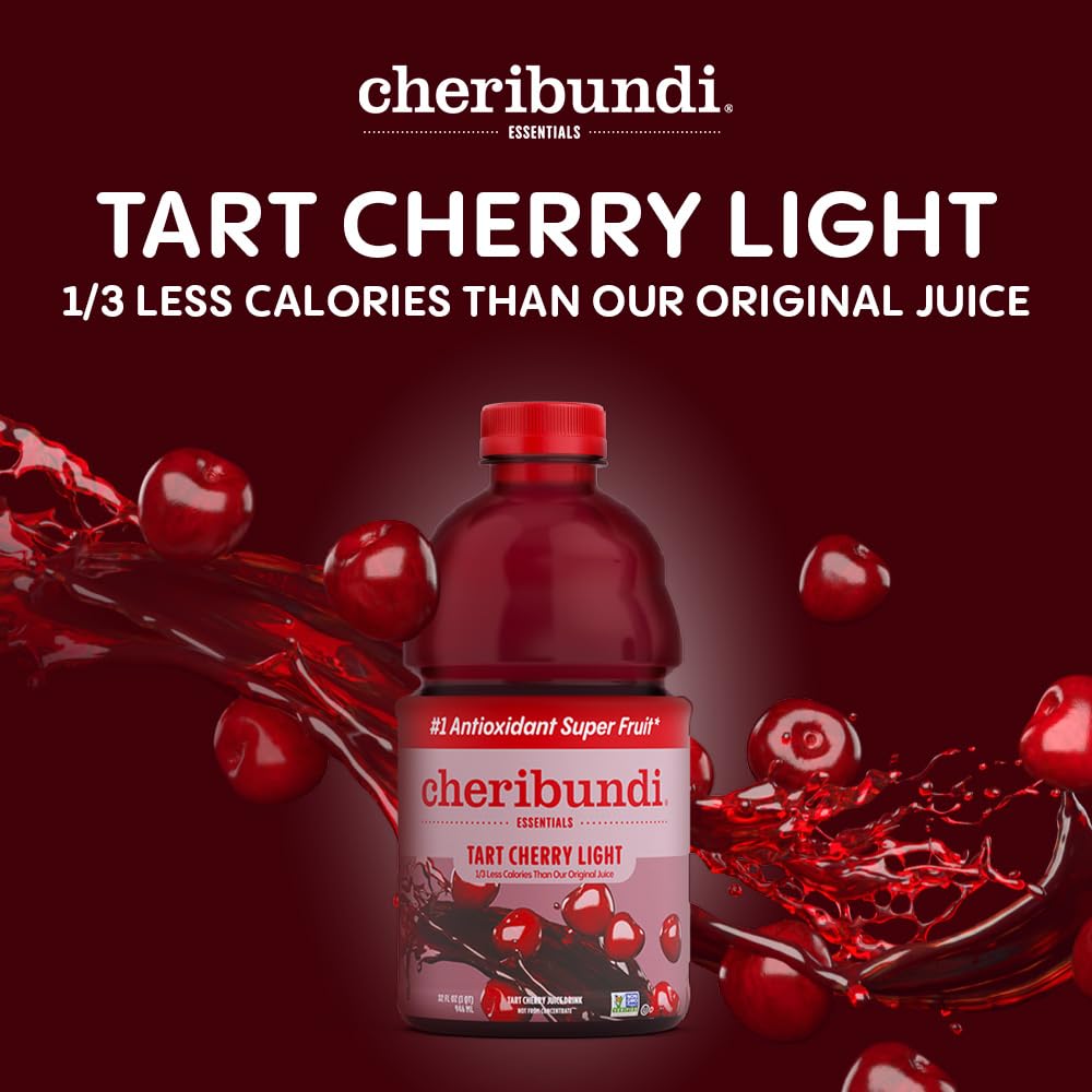 Cheribundi 100% Tart Cherry Juice Light | Low Calorie & Reduced Sugar Tart Cherry Juice | Athletes Recovery Drink | Promotes Res