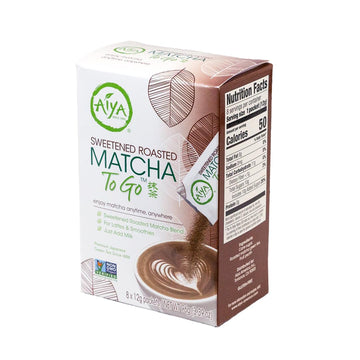 Aiya Japanese Sweetened Roasted Matcha To Go Sticks - Packets Of Roasted Japanese Matcha Green Tea, Gluten-Free - For Lattes & S