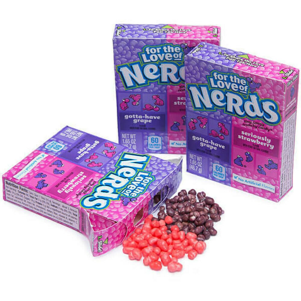 Classic Full Size Candy & Candy Bar Gift Packs By Lyza'S Sweets & Treats (Pack Of 4, Nerds - Grape/Strawberry)