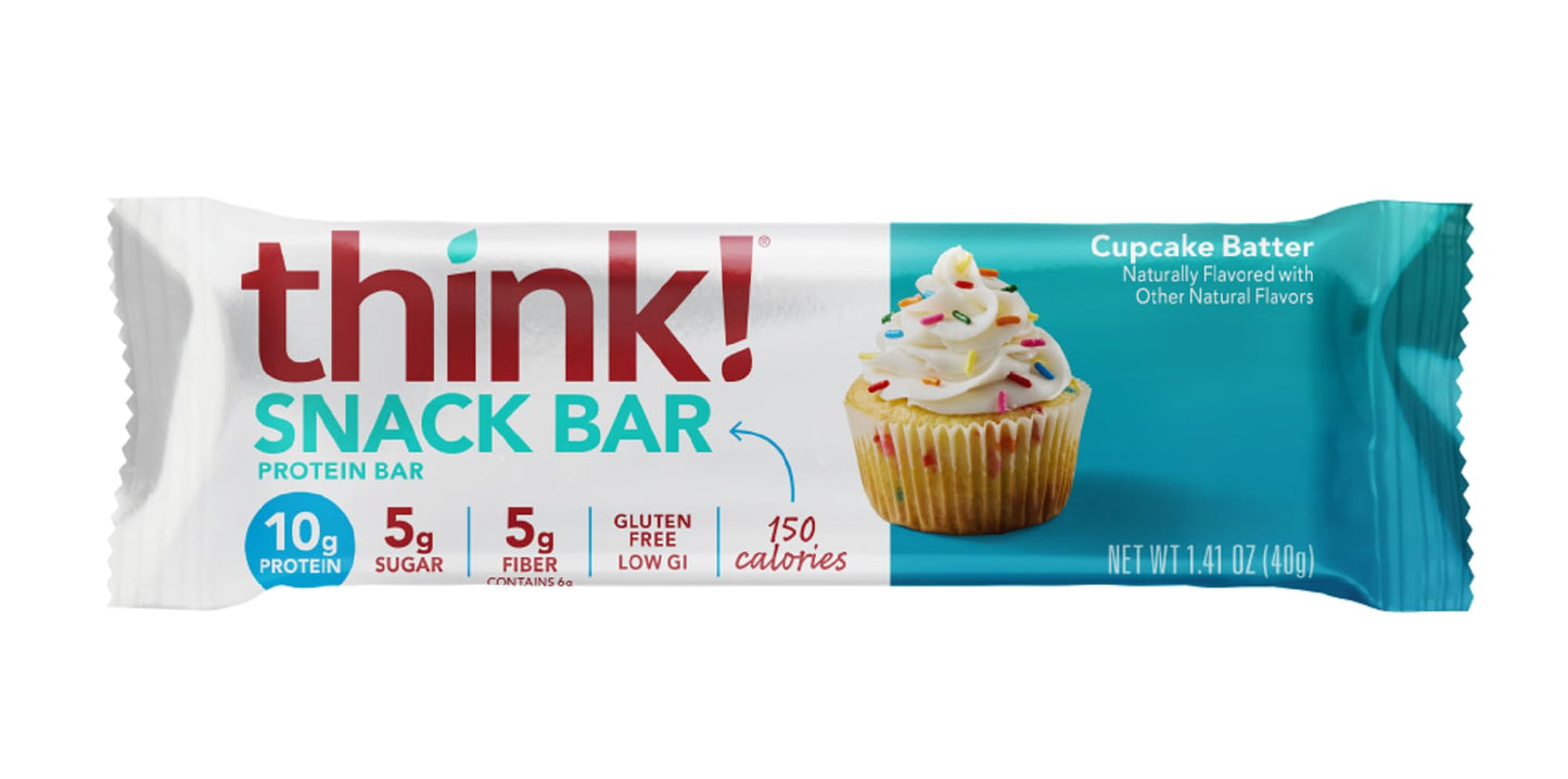 think! Protein Bars with Chicory Root for Fiber, Cupcake Batter, 1.4 Oz, 10 Ct