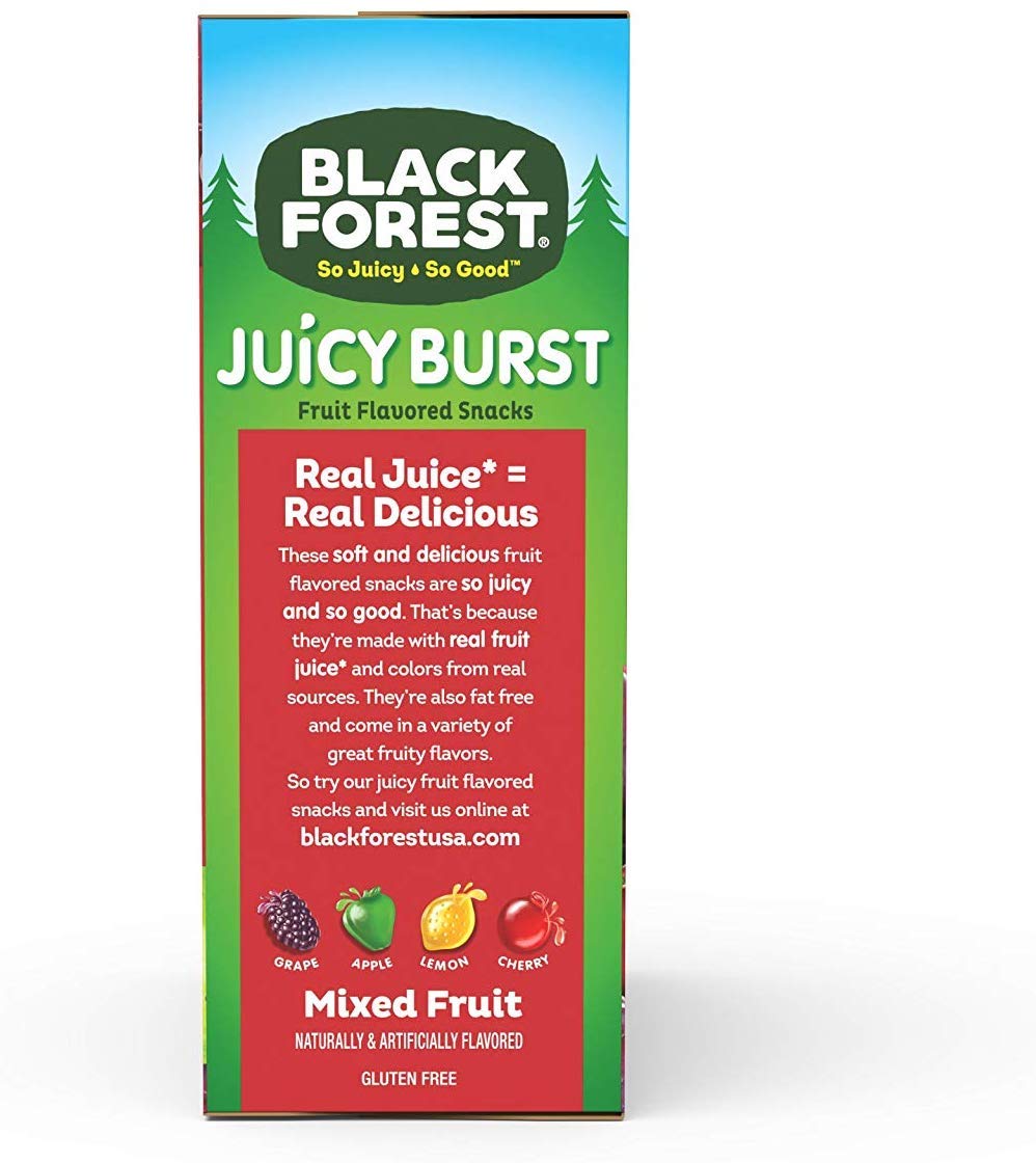 Black Forest Fruit Snacks Juicy Bursts, Mixed Fruit, 0.8-Ounce Bag, Pack of 80