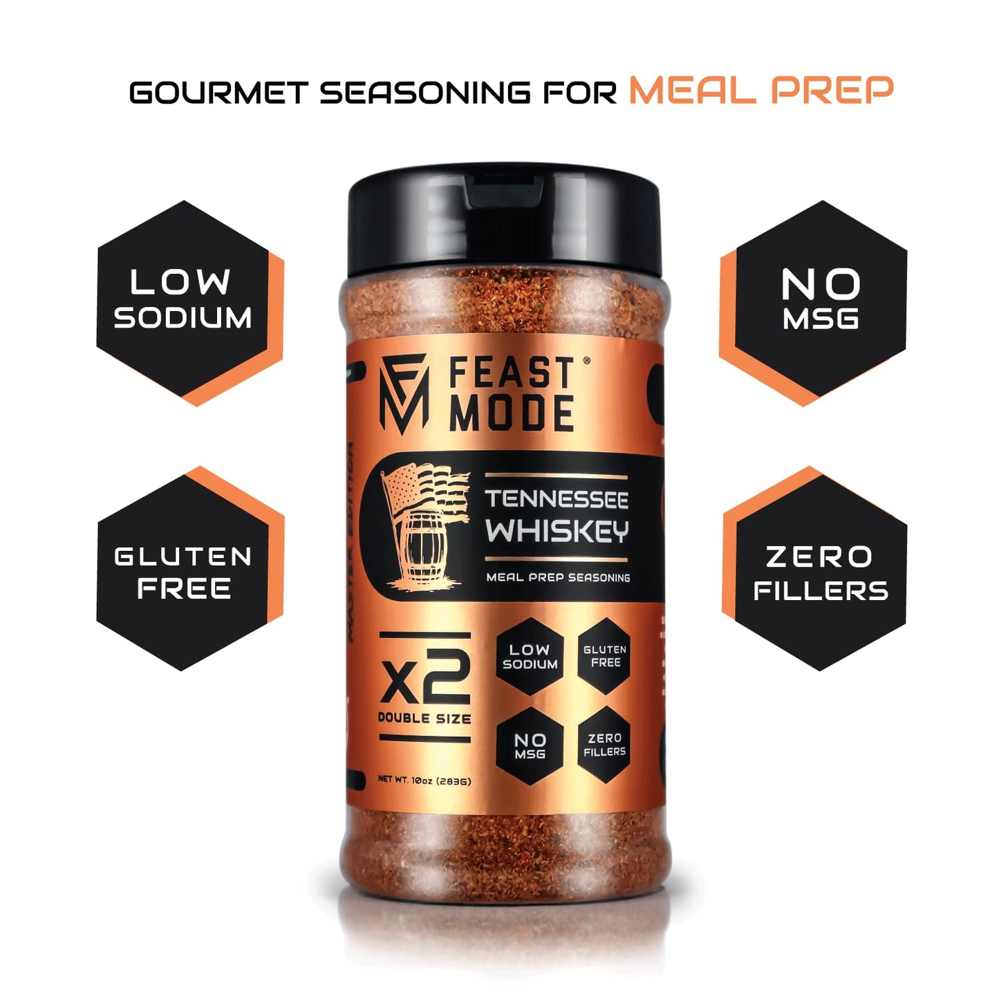 Feast Mode Flavors Tennessee spirit-inspired flavor Seasoning, Smoky Chipotle Spice Blend, Low Sodium, 10oz, Black