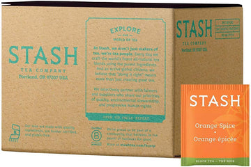Stash Orange Spice Black Tea, 100 Count Tea Bags, Box of Foil Wrapped Bags