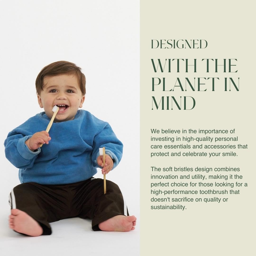 Plus Ultra Kids Bamboo Toothbrush - Biodegradable, Eco-Friendly And Bpa Free Soft Bristle Toothbrush - Dentist-Approved All-Natu