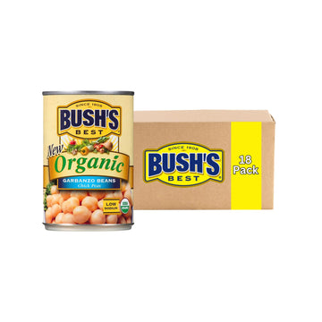 Bush's Best, Organic Garbanzos - Chick Peas, 15 Oz (Pack of 18)