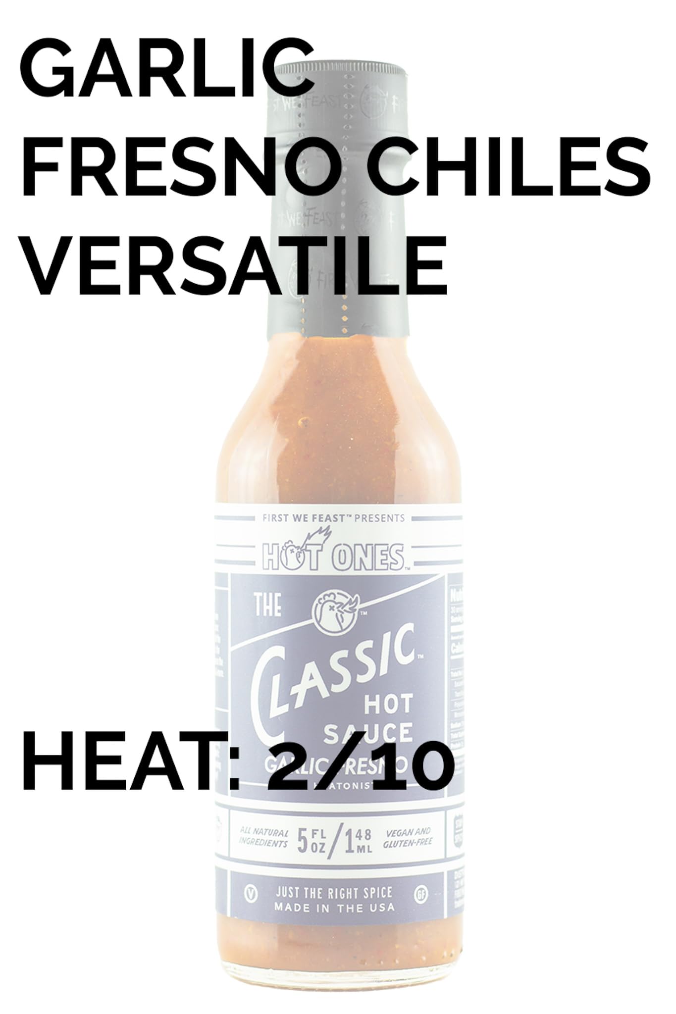 Hot Ones The Classic Garlic Fresno Edition Hot Sauce Made With Natural Ingredients & Bold Flavors From Fresno Chile Peppers & Ex