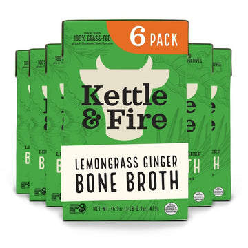 Kettle and Fire Lemongrass Ginger Beef Bone Broth, Keto, Paleo, and Whole 30 Approved, Gluten Free, High in Protein and Collagen