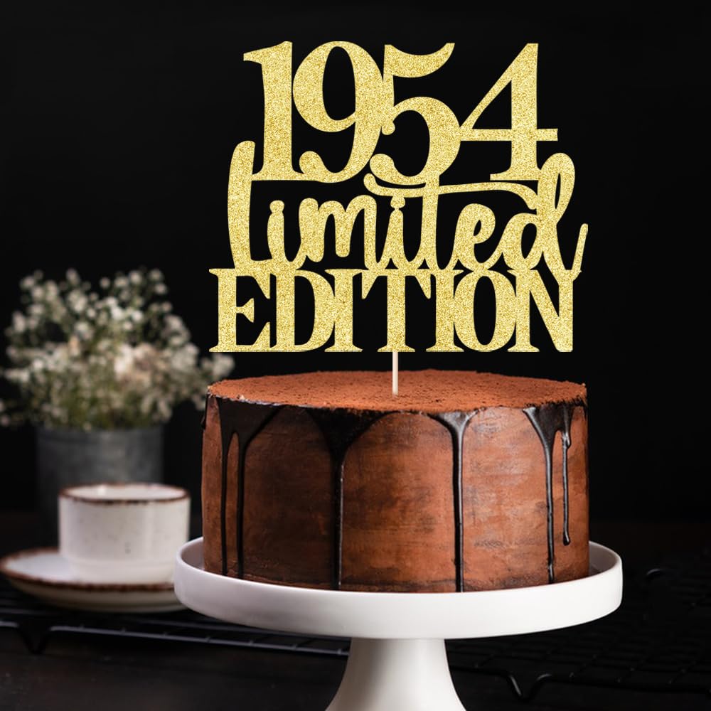 Limited Edition 1954 Cake Topper 71Th Birthday Happy Birthday Cake Topper Men And Women Cheer 71Years Old Handmade Golden Glitte