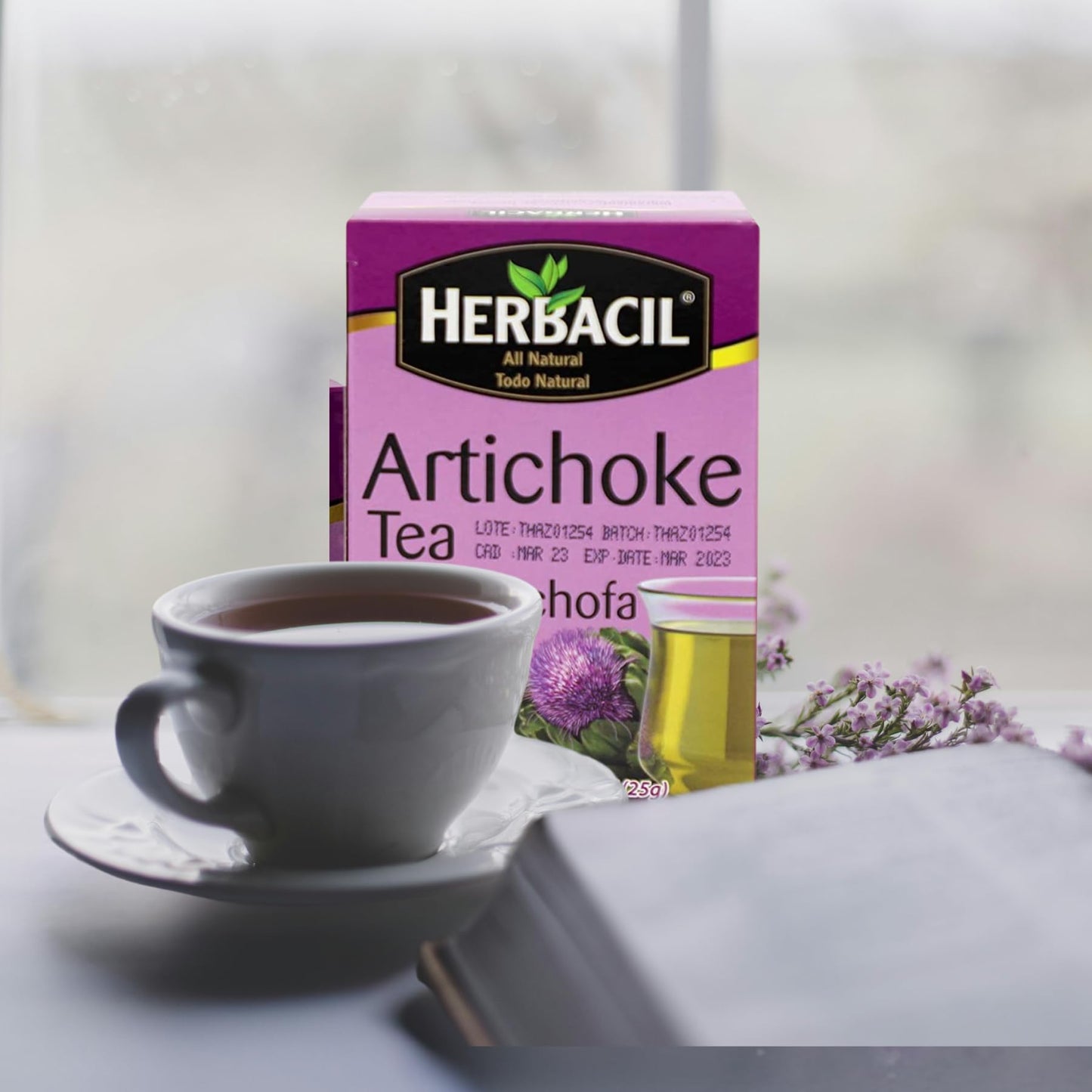 Herbacil Artichoke Tea  Herbal Tea  Caffeine-Free  2-pack of 25 tea bags per box (50 bags)